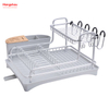 Almacenamiento de utensilios de cocina Estante para platos de aleación de aluminio sobre fregadero Organizador Soporte Estante para platos Portavasos Estante para bandeja de platos de secado de metal de doble cubierta 