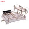 Bandeja para platos de secado de metal de doble cubierta, soporte para estante para platos, portavasos, almacenamiento de utensilios de cocina, estante para platos de aleación de aluminio sobre organizador para fregadero