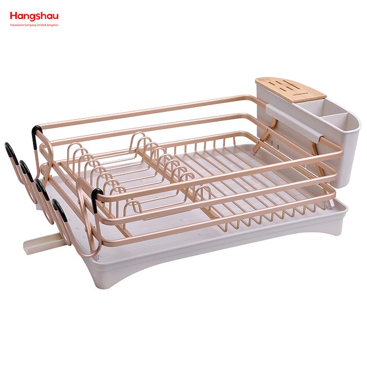  Estante para platos de aleación de aluminio sobre el organizador del fregadero Soporte de cocina Estante para platos Estante para platos para encimera Portavasos Secado de metal Estante para bandejas para platos de plástico 