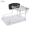 Bandeja de secado de Metal para platos, organizador de doble cubierta, estante para platos, almacenamiento de utensilios de cocina, aleación de aluminio 