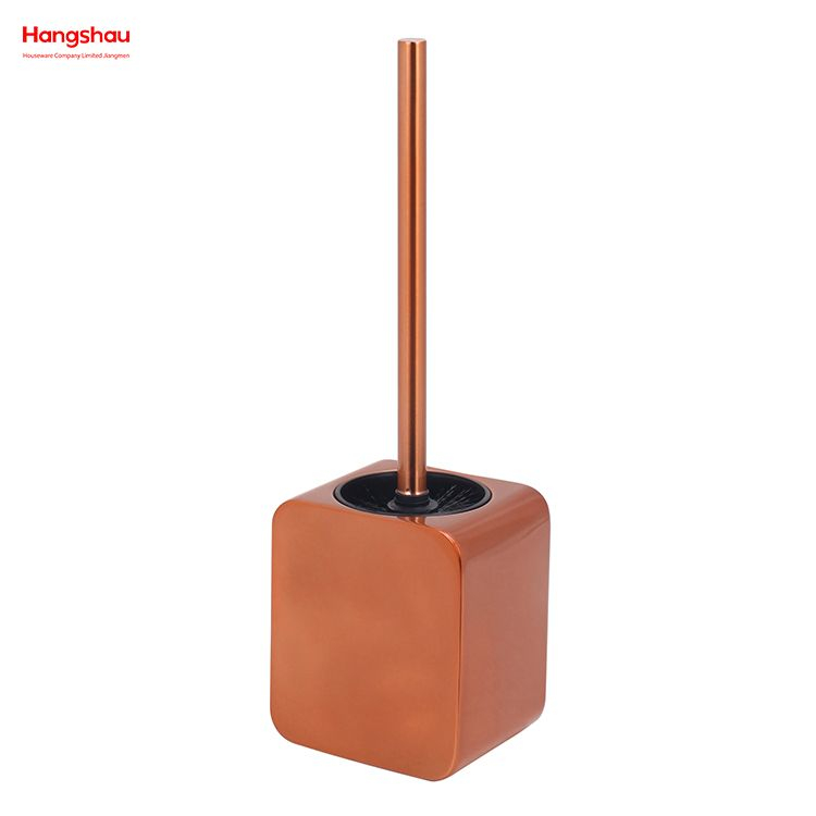 Cepillo de baño de pie de Metal cuadrado de lujo, inodoro de baño de acero inoxidable barnizado brillante con soporte, juego de limpieza de cepillo de plástico 