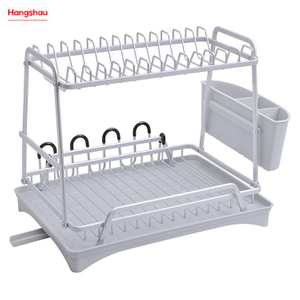 Organizador de doble cubierta, bandeja de secado de Metal, soporte para platos, estante para platos, almacenamiento de utensilios de cocina, aleación de aluminio 