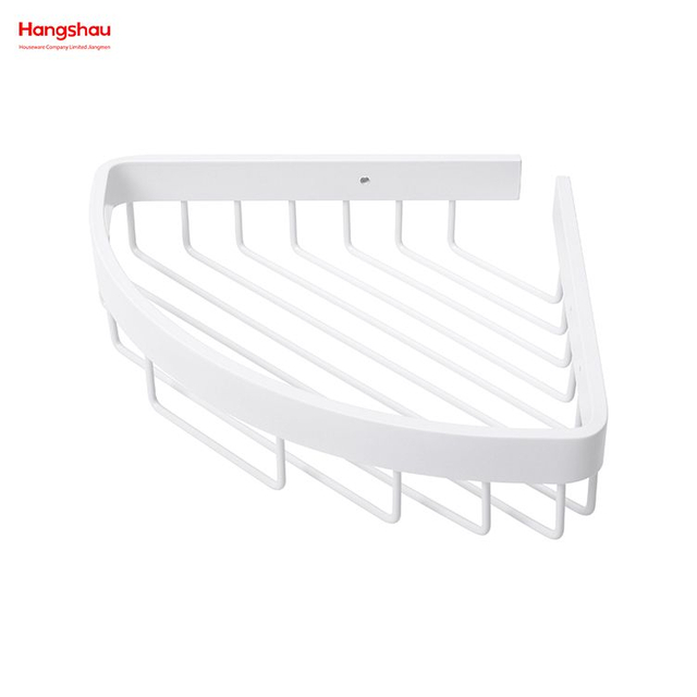 Estante esquinero para baño de aluminio blanco con carrito de ducha de Metal, estante de almacenamiento para baño, estante de pared, soporte montado en la pared