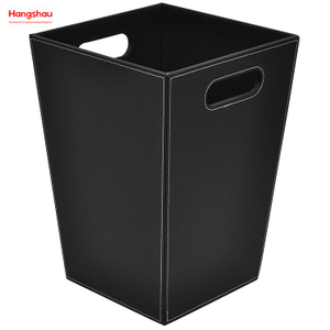 Bin de basura superior abierta de 16l cuadrado con capa de cuero