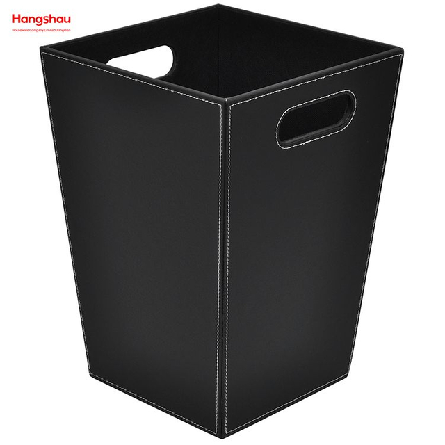 Bin de basura superior abierta de 16l cuadrado con capa de cuero
