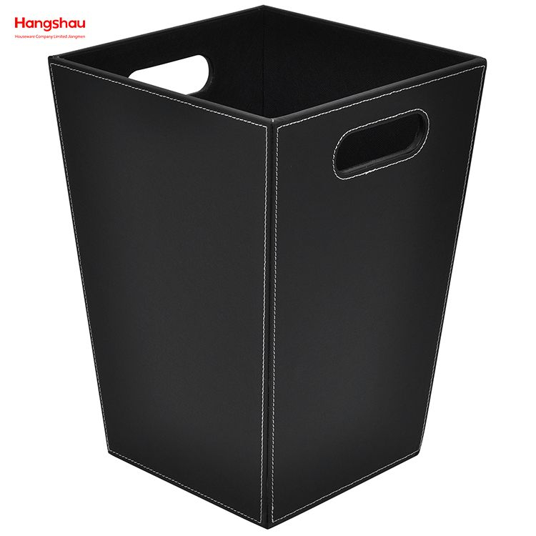 Bin de basura superior abierta de 16l cuadrado con capa de cuero