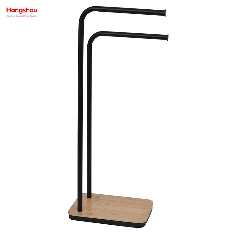 Estante de toallas de doble barra de hierro estante para toallas de baño de toallas de toalla de toalla de bambú de toallas de bambú