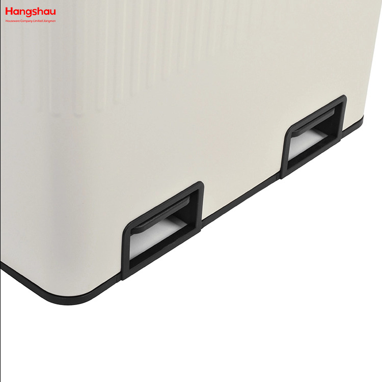 Bin de basura de cocina Reciclaje de dos compartimentos Pedal de residuos Bin 60L (30L+30L) Bin de reciclaje rectangular