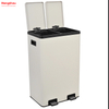Bin de basura de cocina Reciclaje de dos compartimentos Pedal de residuos Bin 60L (30L+30L) Bin de reciclaje rectangular