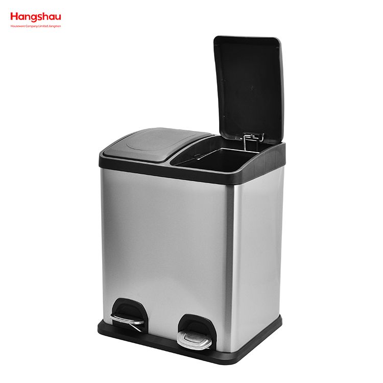 30L Cafetería Clasificación Contenedores De Basura Cocina Clasificación De Basura Residuos Exterior Acero Inoxidable Protección Del Medio Ambiente Clasificación Bote De Basura