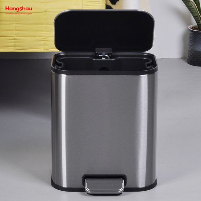 Bote de basura doble de gran capacidad para hotel de 5l, cubo de basura de acero inoxidable, cubo de basura con pedal de metal impreso personalizado
