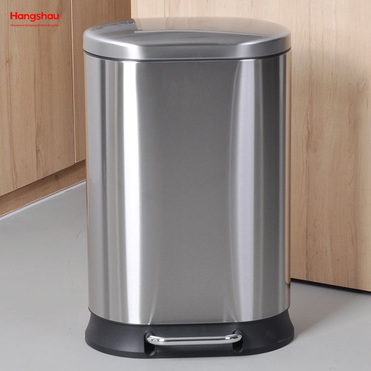 Contenedor de basura con pedal de acero inoxidable 30l, artículos para el hogar modernos 410, con cierre de tapa, bote de basura redondo lento y silencioso