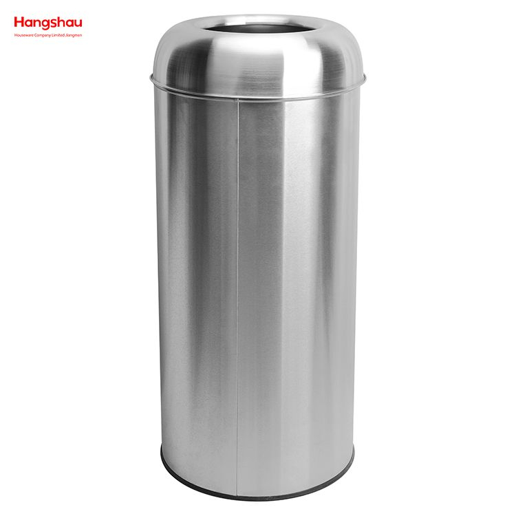 Contenedor de basura redondo con tapa abierta de acero inoxidable de 70 litros (con cubo interior) Contenedor de basura para jardín al aire libre cuadrado de hotel Bote de basura Contenedor de basura con tapa abierta emergente negro