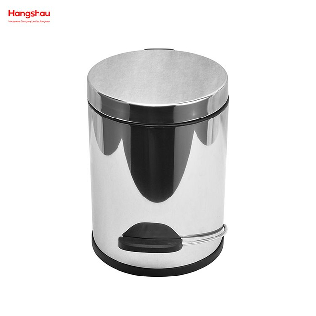 Cubo de basura con Pedal redondo pulido para espejo de baño de 5L, cubo de basura de acero inoxidable, cubos de basura de cocina para el hogar 
