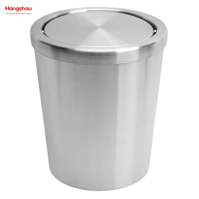Cubo de basura de Metal con tapa abatible redonda para habitación de Hotel de 5L, cubo de basura, papelera de reciclaje de acero, cubo de basura de Metal con tapa