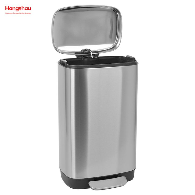 Cubo de basura de 30l, tapa delgada de acero inoxidable, cubo de basura de cocina, cubo de Pedal de Cierre Suave para Cocina