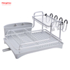 Almacenamiento de utensilios de cocina Estante para platos de aleación de aluminio sobre fregadero Organizador Soporte Estante para platos Portavasos Estante para bandeja de platos de secado de metal de doble cubierta 