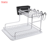 Bandeja de secado de Metal para platos, organizador de doble cubierta, estante para platos, almacenamiento de utensilios de cocina, aleación de aluminio 