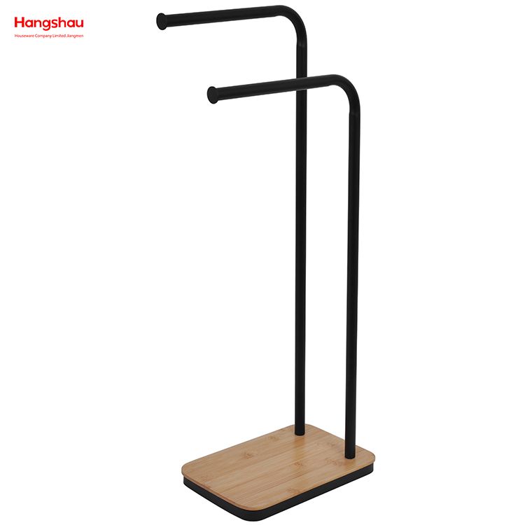 Estante de toallas de doble barra de hierro estante para toallas de baño de toallas de toalla de toalla de bambú de toallas de bambú