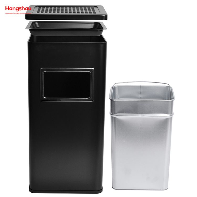 Ceniceros de 30 litros en lugares públicos Contenedores de basura Fumar Área de bote de basura de acero inoxidable Bote de basura Rectángulo Cenicero cuadrado al por mayor Bote de basura con cenicero en el vestíbulo del hotel 