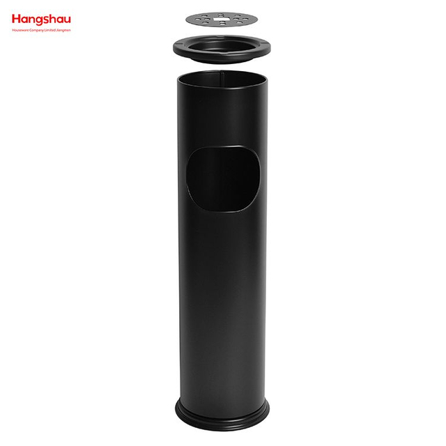 Ceniceros de 8 litros en lugares públicos Papeleras Área para fumadores Bote de basura Cenicero redondo pequeño de acero inoxidable Bote de basura de metal con cenicero en el vestíbulo del hotel Bote de basura