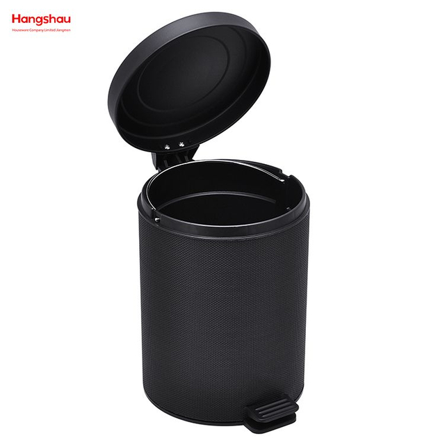 Contenedor de basura con pedal para el hogar, con recubrimiento en polvo redondo de 5L, para bote de basura interior, bote de basura para baño, cubo de basura de estilo moderno de Metal, PU PP
