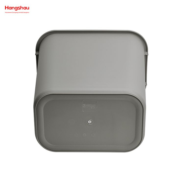 Bote de basura rectangular de plástico Pp personalizado, tipo prensa, cocina interior, 26L, cubo de basura con tapa abierta