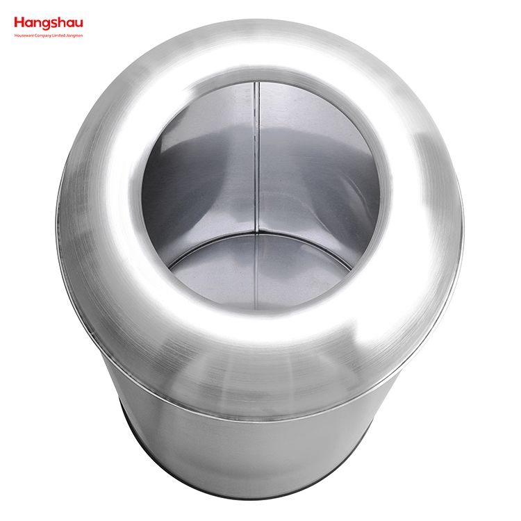 Contenedor de basura redondo con tapa abierta de acero inoxidable de 70 litros (con cubo interior) Contenedor de basura para jardín al aire libre cuadrado de hotel Bote de basura Contenedor de basura con tapa abierta emergente negro