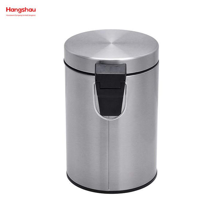 Cubo de basura con pedal redondo de acero inoxidable de 3 litros, cubo interior para baño doméstico, cubo de basura con pedal para uso en oficina y cocina, cubos de basura, cubo de basura