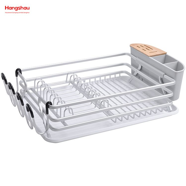 Estante para platos de cocina Portavasos Estante para platos de aleación de aluminio Secado de metal Bandeja para platos de plástico Estante sobre fregadero Organizador Soporte Estante para platos Encimera 