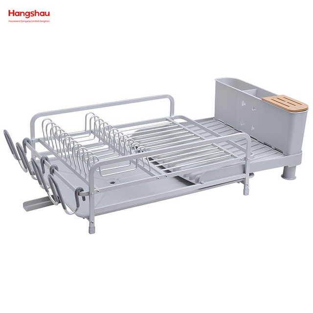 Estante para platos de aleación de aluminio, bandeja para platos de plástico, soporte de cocina, estante para platos, encimera, portavasos 