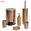 Accesorios de baño de oro rosa cepillado y electrónico Juego de lujo Dispensador de jabón familiar de lujo Soporte para cepillo de dientes Vaso Jabonera Soporte para cepillo de baño Cerámica 