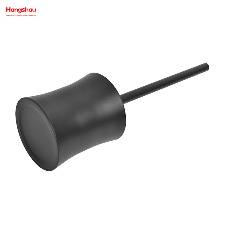 Escobilla de baño de hierro con recubrimiento en polvo negro, soporte para inodoro, juego de limpieza de cepillo de plástico