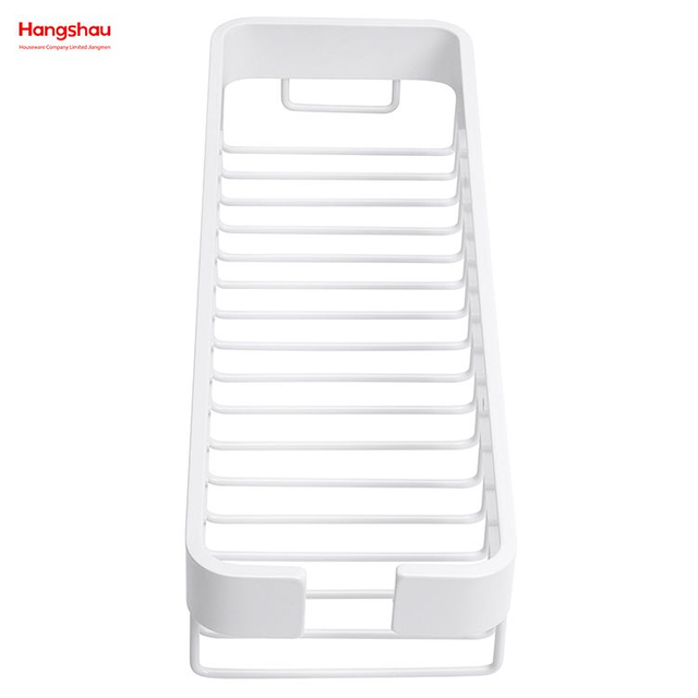 Estante de esquina para baño de aluminio con forma Rectangular blanca, carrito de ducha de Metal, estante de almacenamiento para baño, soporte montado en la pared