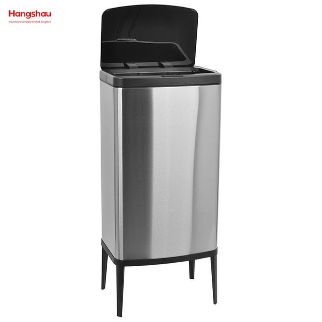 Cubo de basura de cocina inteligente de acero inoxidable, 55L, cubo de basura de inducción, Sensor automático, cubo de basura de plástico 