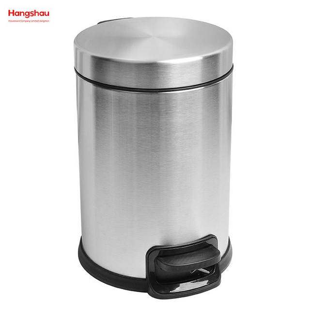 Cubo de basura con Pedal de 3L de acero inoxidable para baño doméstico, con tapa, cierre lento y silencioso, cubo de basura redondo