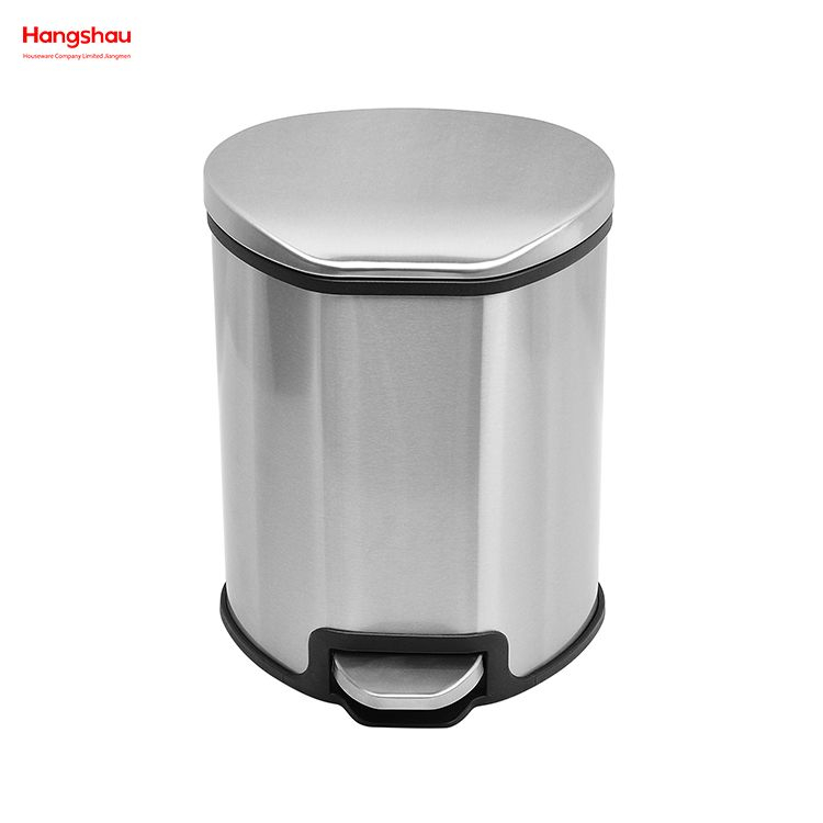 Cubo de basura con Pedal redondo S/S de 5L con dispositivo de Cierre Suave, cubo de basura de acero inoxidable para baño con Pedal, cubo de basura de Forma especial