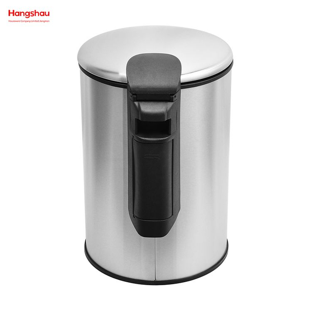Contenedor de basura con pedal redondo de acero inoxidable de 12 litros con dispositivo de cierre suave Contenedor de basura con pedal para baño doméstico con pedal para uso en oficina y cocina Contenedores de basura