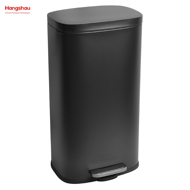Contenedor de basura de acero inoxidable para vestíbulo de 30 litros para residuos de cocina Bote de basura de oficina Hoteles Cafetería Cubo de basura con pedal de cierre silencioso rectangular colorido personalizado 