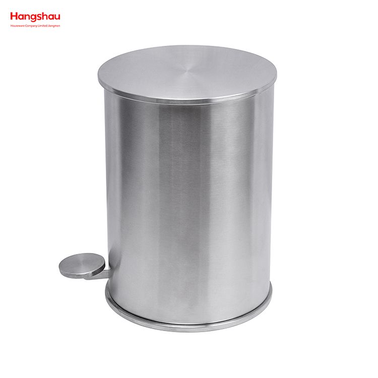 Contenedor de basura con pedal redondo de acero inoxidable de 10 l con pedal para baño Bote de basura de metal Bote de basura Contenedores de polvo Contenedor de basura con pedal para el hogar para bote de basura interior Pedal 