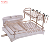 Bandeja para platos de secado de metal de doble cubierta, soporte para estante para platos, portavasos, almacenamiento de utensilios de cocina, estante para platos de aleación de aluminio sobre organizador para fregadero