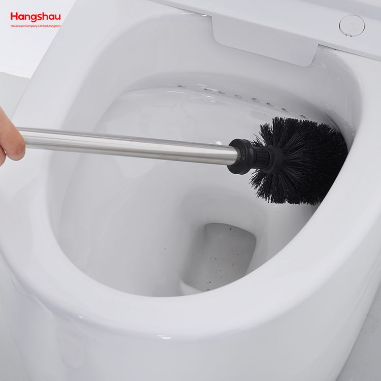 Juego económico de escobilla y émbolo para inodoro, combinado de acero inoxidable, mate, para baño, escobilla de inodoro de metal con soporte, juego de limpieza de cepillo de plástico