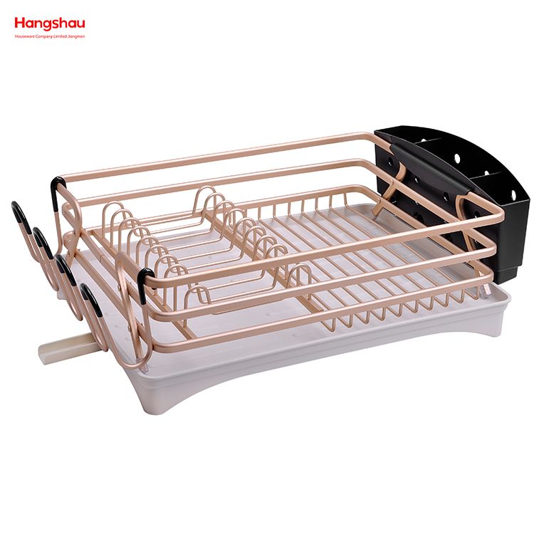  Estante para platos de aleación de aluminio sobre el organizador del fregadero Soporte de cocina Estante para platos Estante para platos para encimera Portavasos Secado de metal Estante para bandejas para platos de plástico 
