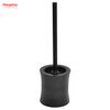 Escobilla de baño de hierro con recubrimiento en polvo negro, soporte para inodoro, juego de limpieza de cepillo de plástico